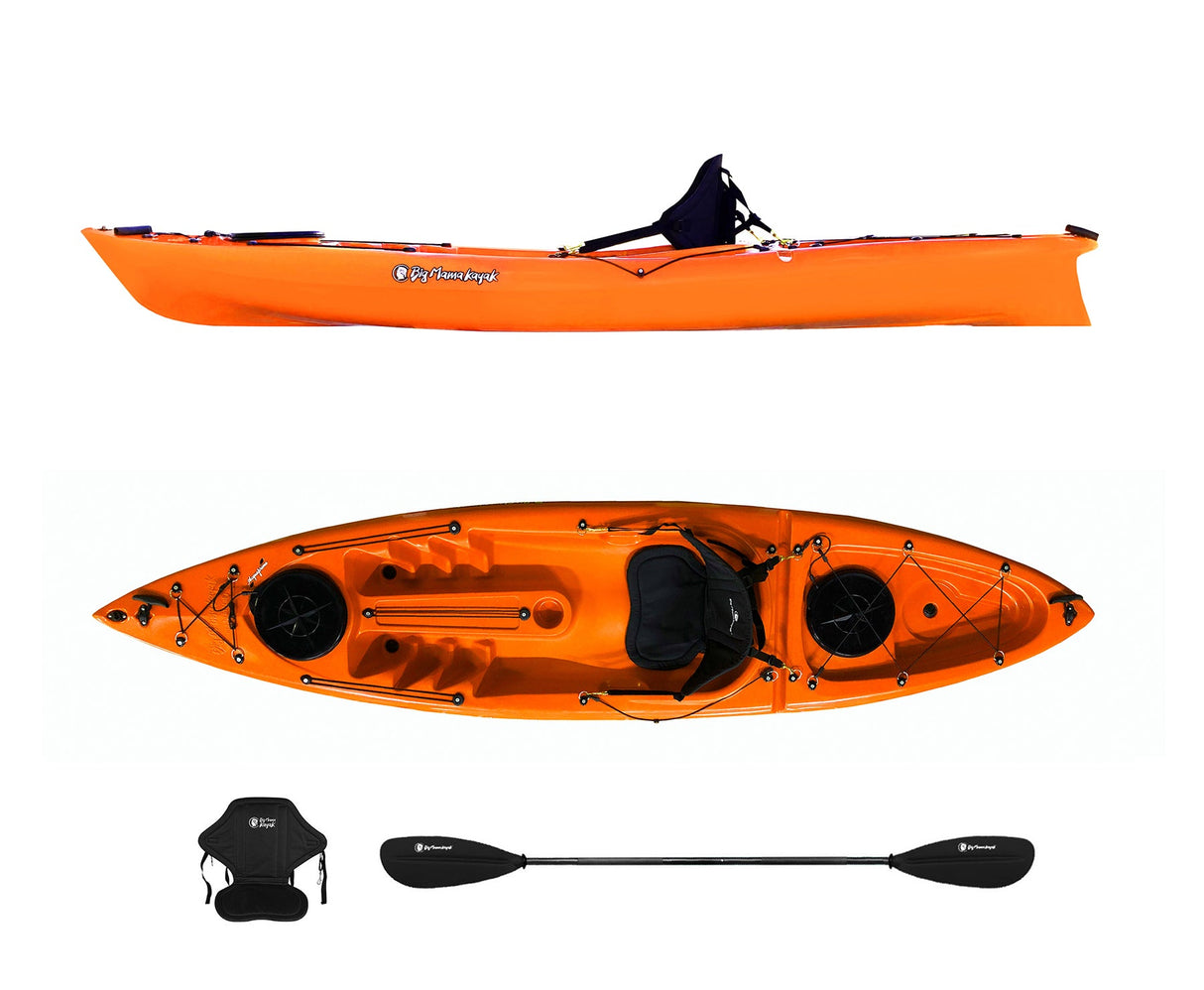 Kayak posto singolo acquaprima Big Mama Kayak - canoa da 310 cm + 2 gavone + 1 pagaia + 1 seggiolino (full pack) - arancione
