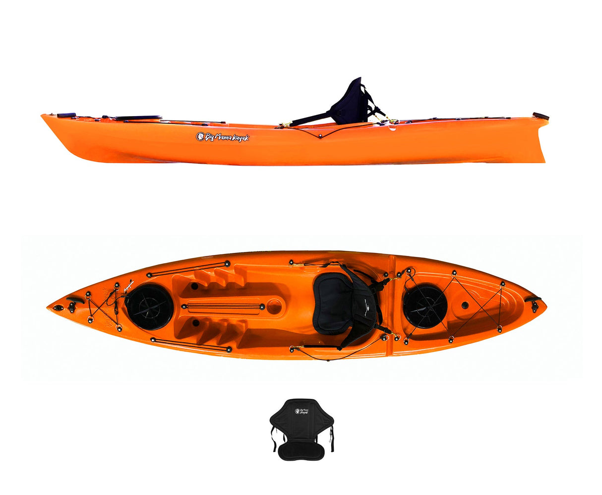 Canoa 1 posto acquaprima Big Mama Kayak - kayak da 310 cm + 2 gavone + 1 seggiolino (pack 2) - arancione