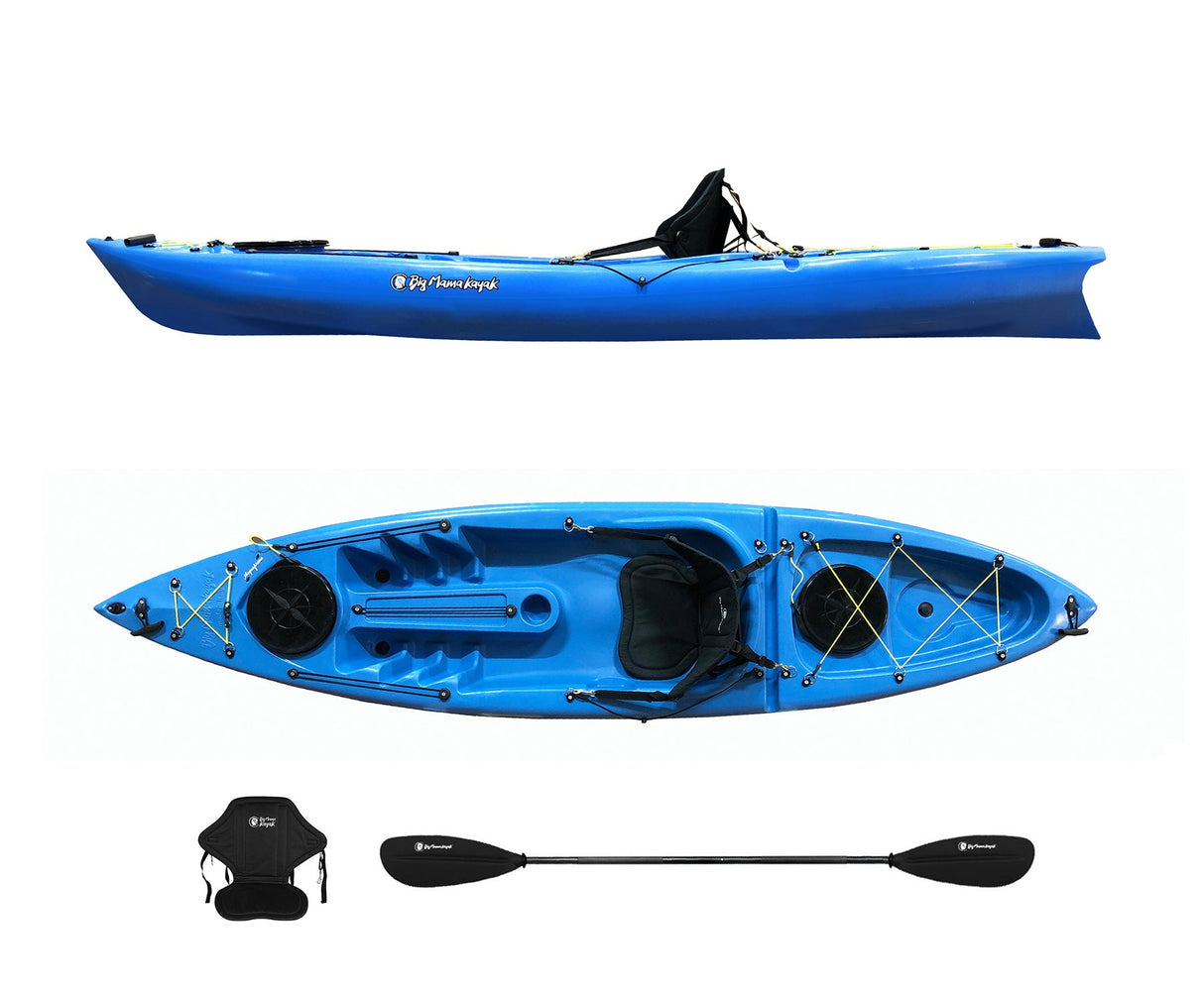 Kayak posto singolo acquaprima Big Mama Kayak - canoa da 310 cm + 2 gavone + 1 pagaia + 1 seggiolino (full pack) - azzurro