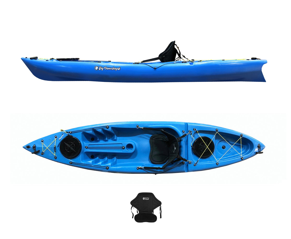 Canoa 1 posto acquaprima Big Mama Kayak - kayak da 310 cm + 2 gavone + 1 seggiolino (pack 2) - azzurro