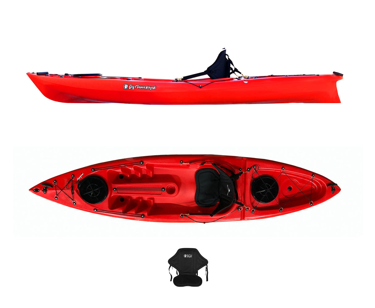 Canoa 1 posto acquaprima Big Mama Kayak - kayak da 310 cm + 2 gavone + 1 seggiolino (pack 2) - rosso