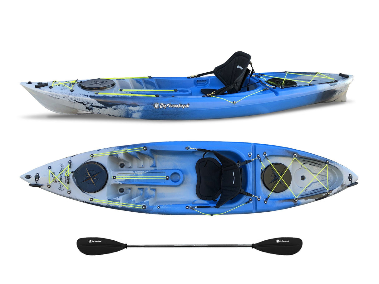 Canoa 1 posto singolo acquaprima limited edition Big Mama Kayak, monoposto 310 cm + 2 gavone + 1 pagaia in omaggio (pack 1) NO sedile - snake blu
