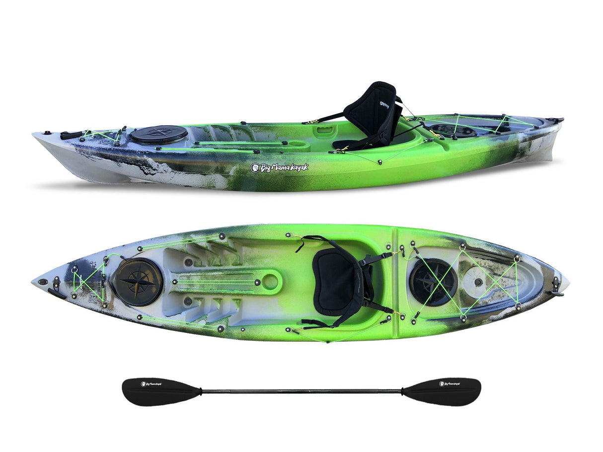 Canoa 1 posto singolo acquaprima limited edition Big Mama Kayak, monoposto 310 cm + 2 gavone + 1 pagaia in omaggio (pack 1) NO sedile - snake green