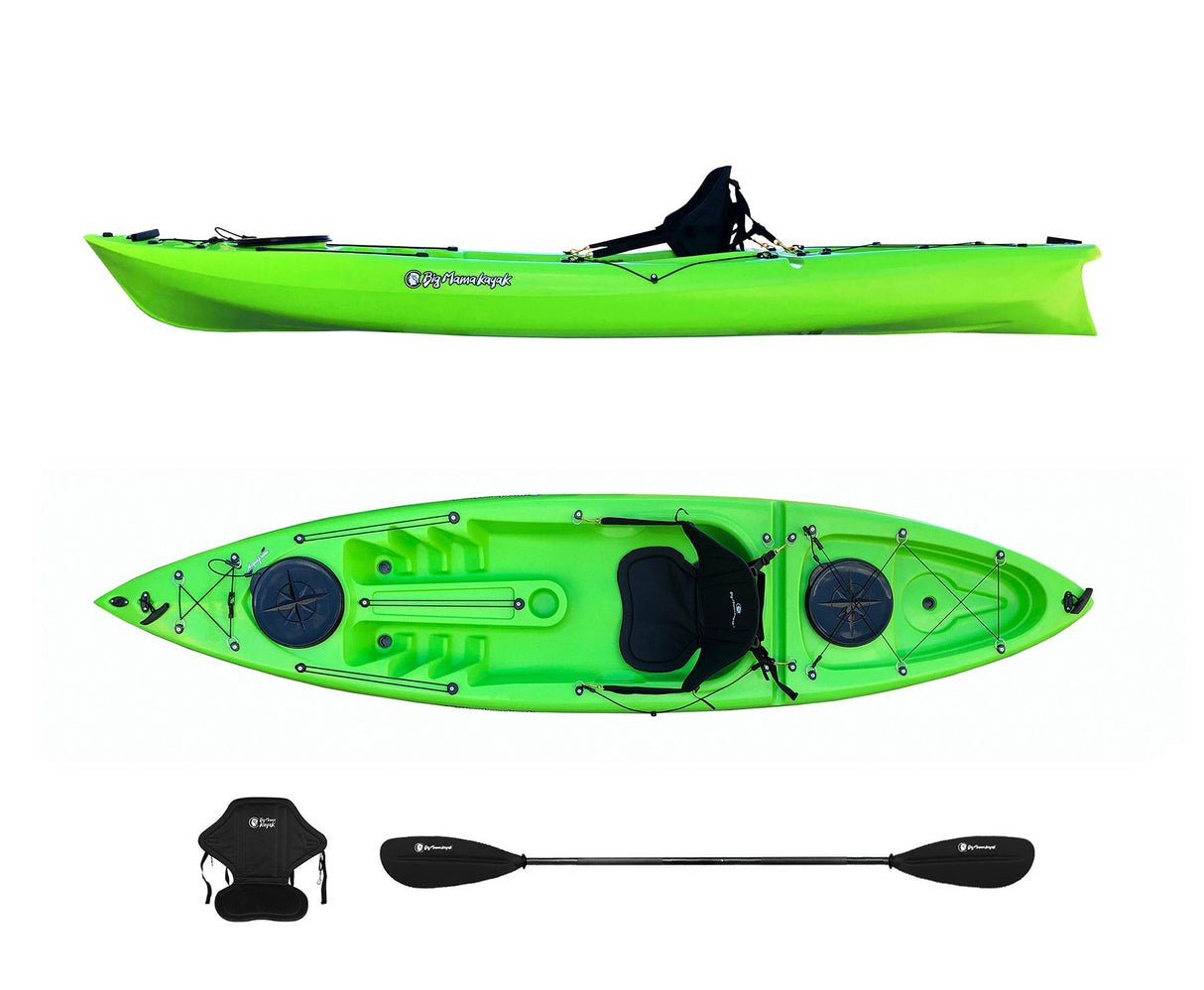 Kayak posto singolo acquaprima Big Mama Kayak - canoa da 310 cm + 2 gavone + 1 pagaia + 1 seggiolino (full pack) - verde
