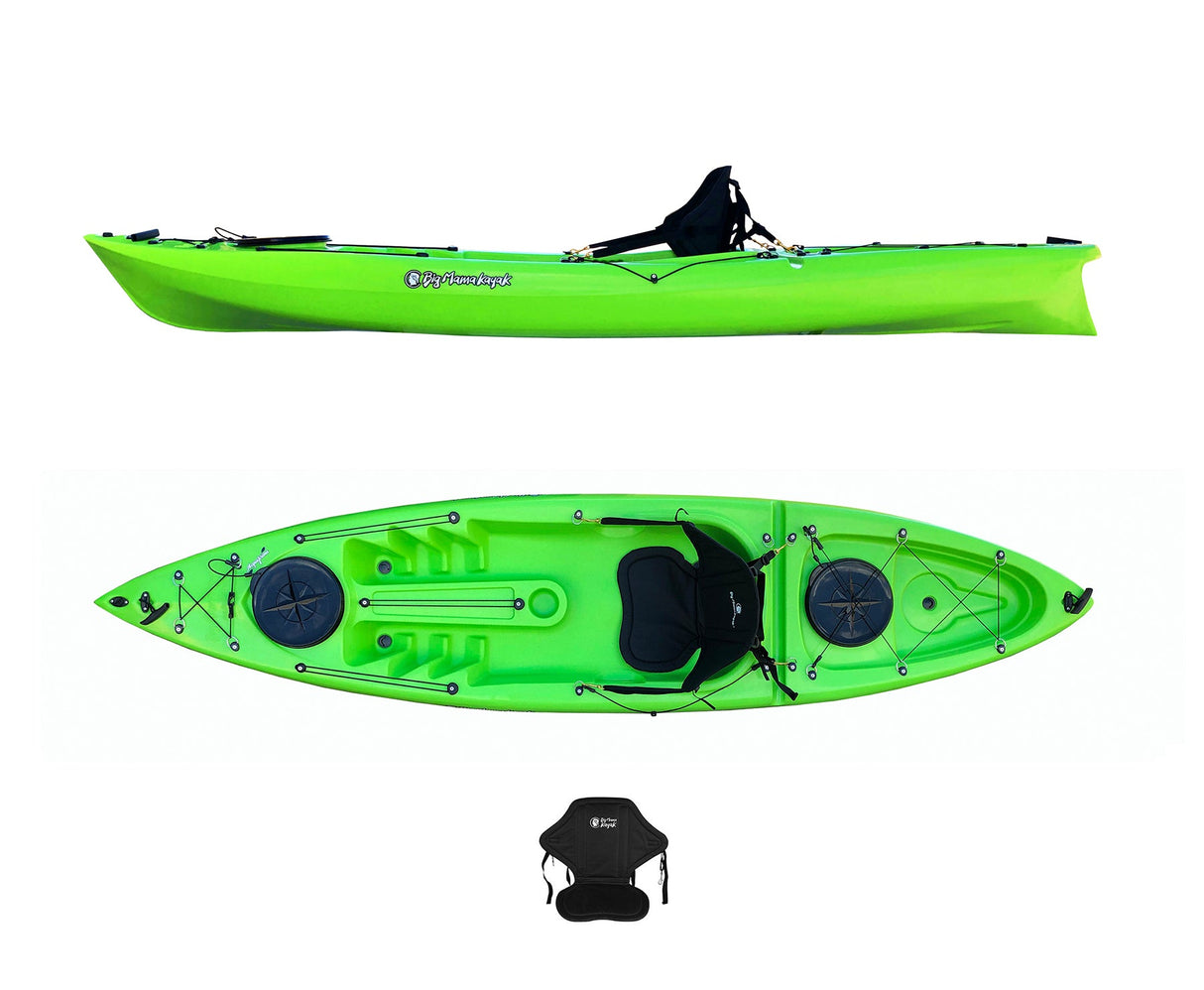 Canoa 1 posto acquaprima Big Mama Kayak - kayak da 310 cm + 2 gavone + 1 seggiolino (pack 2) - verde