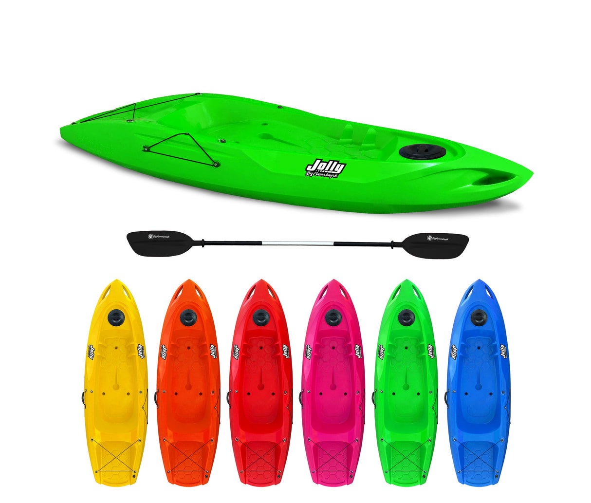 Kayak monoposto jolly 2.0 big mama kayak - canoa da 260 cm + 1 gavone + 1 pagaia in omaggio (pack 1)(made in italy)