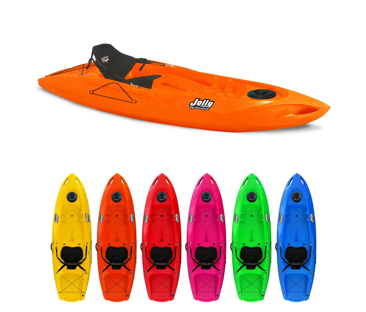 Kayak monoposto jolly big mama kayak - canoa da 260 cm + 1 gavone + 1 seggiolino (pack 2)(made in italy)