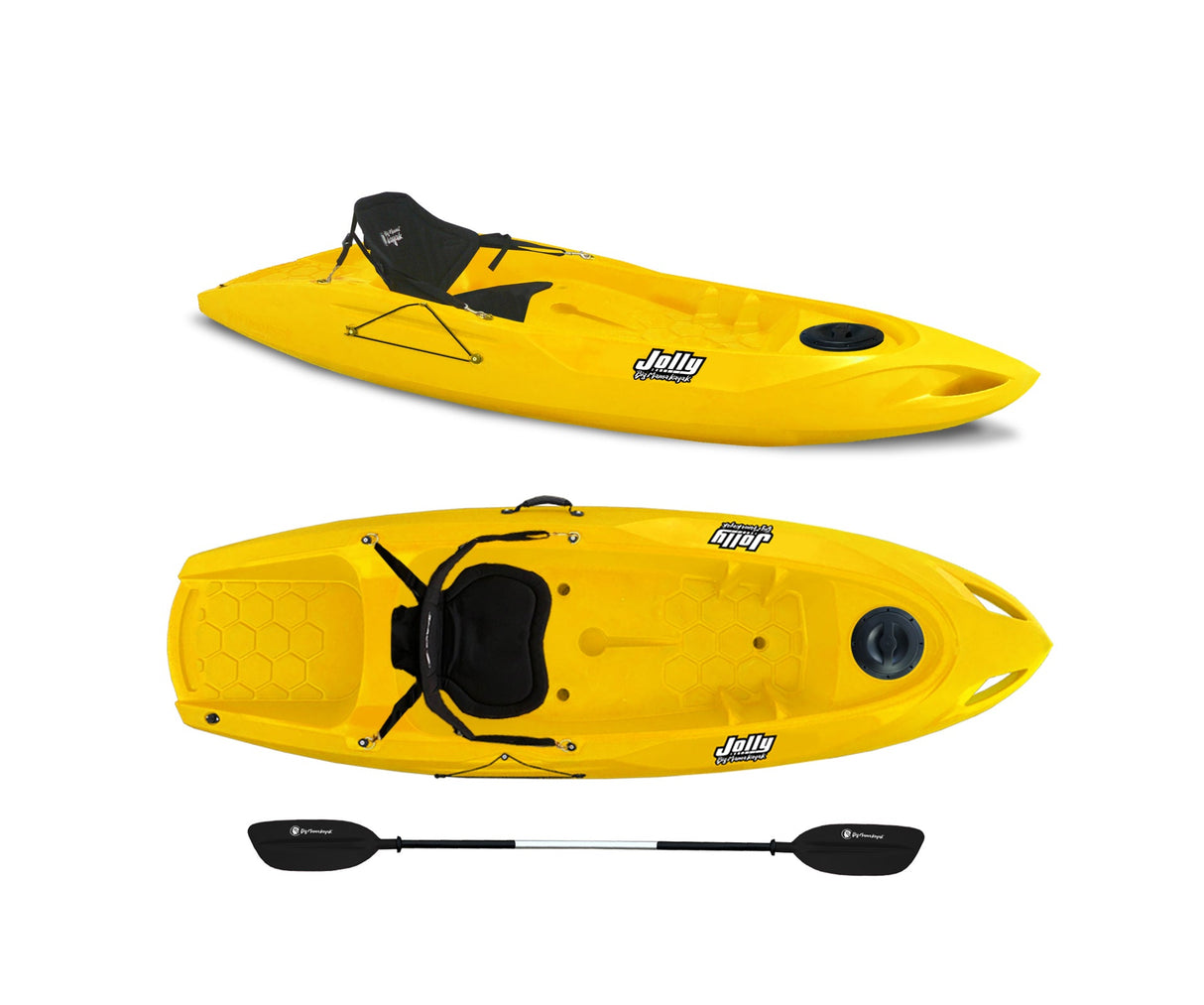 Canoa monoposto Jolly 2.0 Big Mama Kayak 260 cm + 1 gavone + 1 pagaia + seggiolino (FULL PACK) Made in Italy - GIALLO
