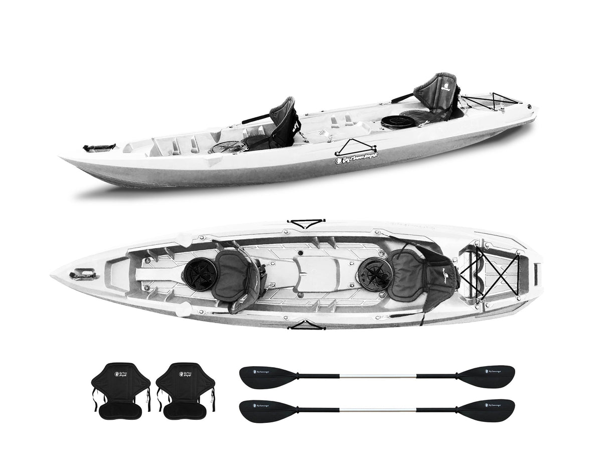 Kayak due posti Mojito Big Mama Kayak - canoa 380 cm - 2 posti adulti + 1 posto bambino + 2 gavoni + 2 ruote integrate + 2 pagaie + 2 seggiolini - bianco