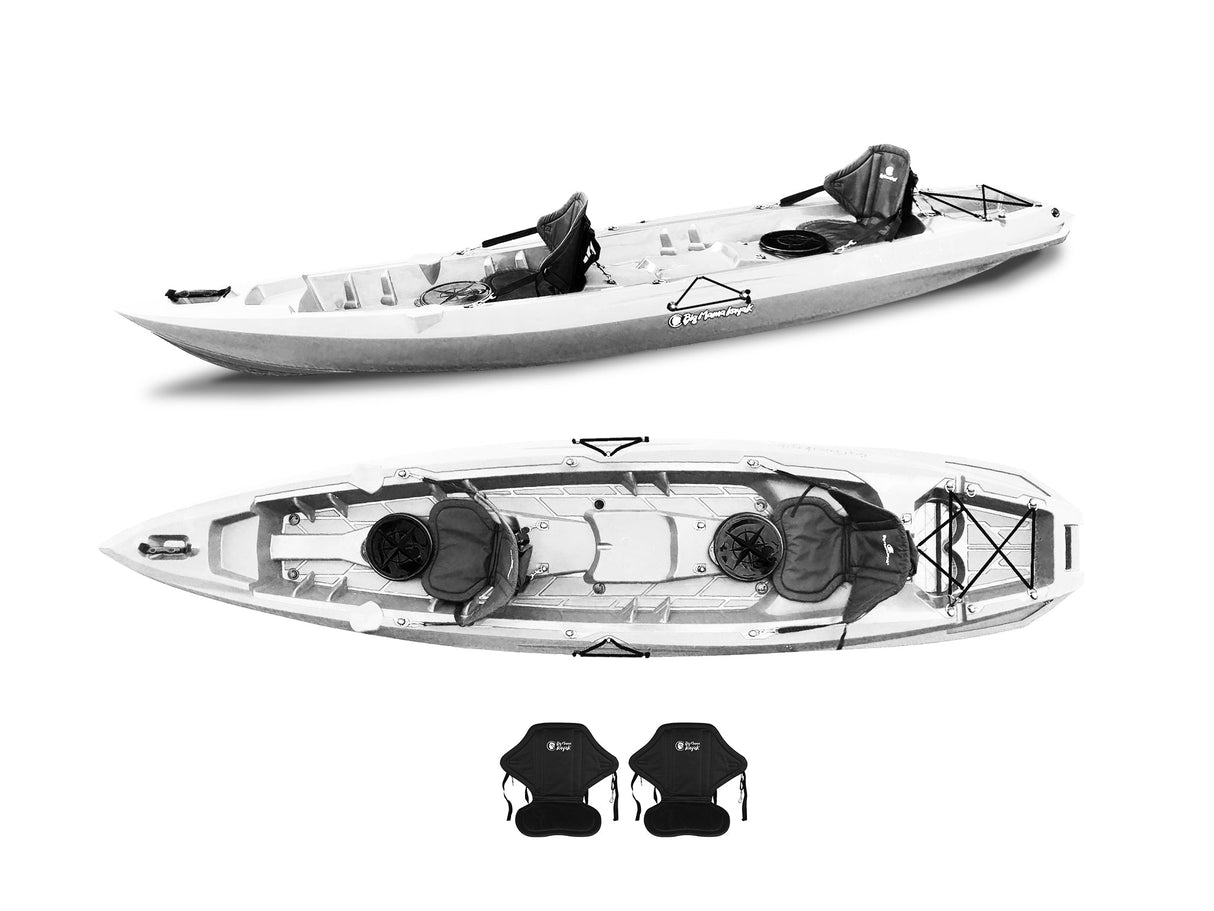 Canoa due posti Mojito Big Mama Kayak - 380 cm - 2 posti adulto + 1 posto bambino + 2 gavoni + 2 ruote integrate + 2 seggiolini- bianco