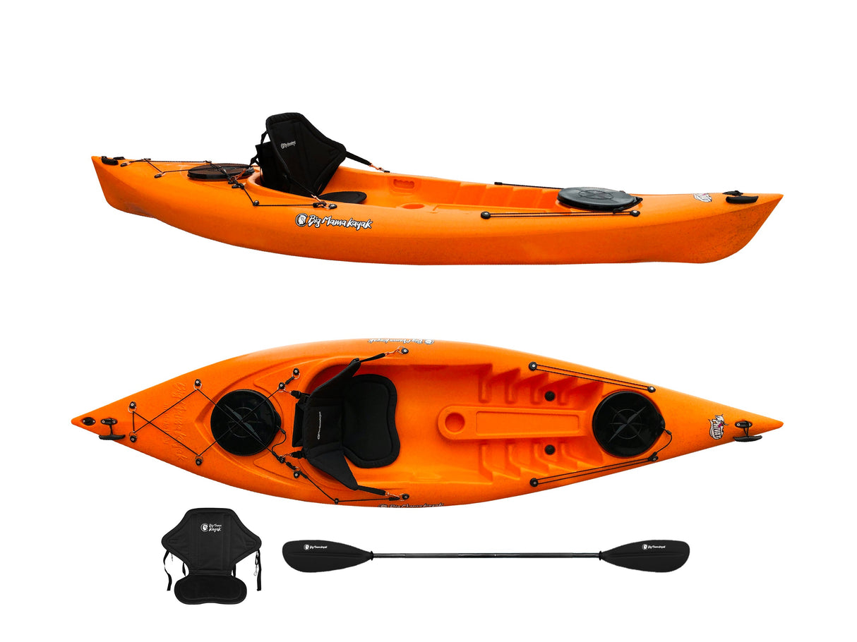 Kayak posto singolo Privat 2.0 Big Mama Kayak canoa monoposto 295 cm + 2 gavoni + 1 pagaia+ 1 seggiolino (FULL PACK) - ARANCIONE
