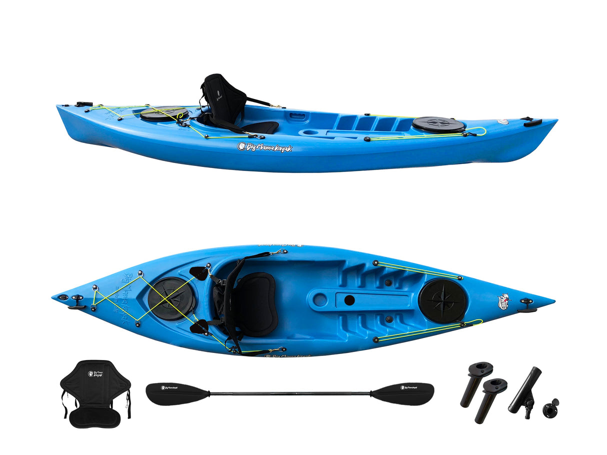 Canoa 1 posto Privat 2.0 Fishing Big Mama Kayak monoposto da pesca 295 cm + 2 gavoni + 3 portacanne + 1 pagaia + 1 seggiolino(FULL PACK) - azzurro