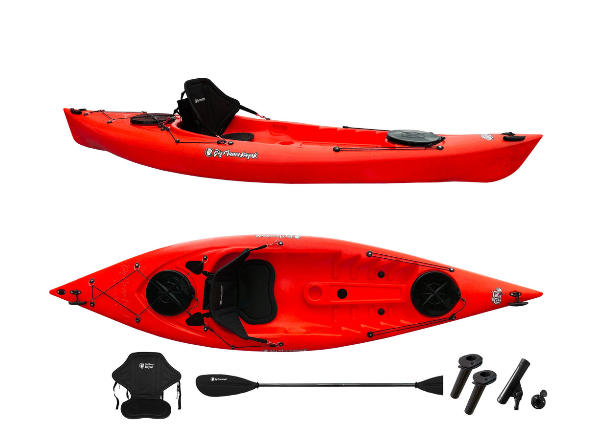 Canoa 1 posto Privat 2.0 Fishing Big Mama Kayak monoposto da pesca 295 cm + 2 gavoni + 3 portacanne + 1 pagaia + 1 seggiolino(FULL PACK) - rosso