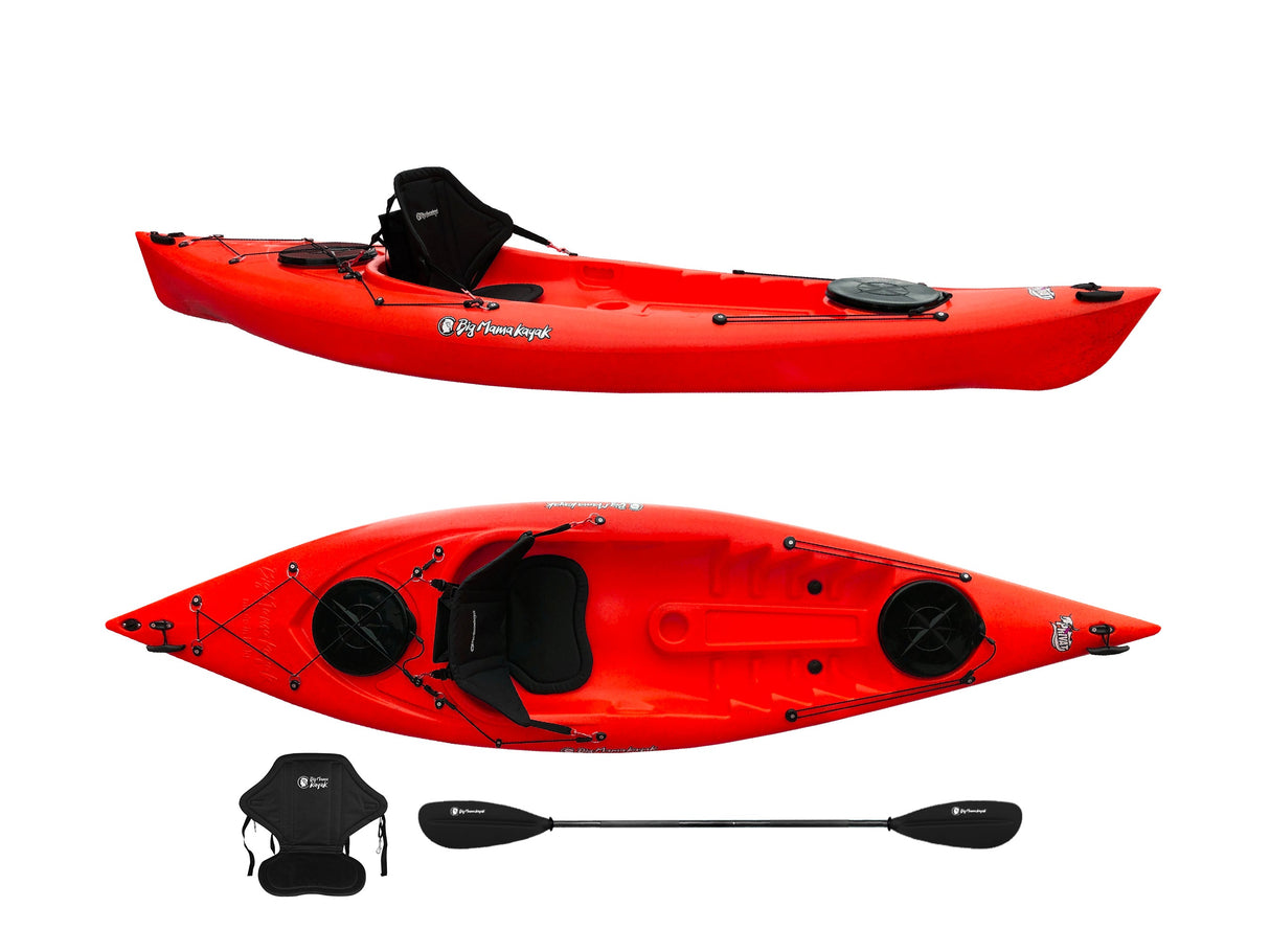 Kayak posto singolo Privat 2.0 Big Mama Kayak canoa monoposto 295 cm + 2 gavoni + 1 pagaia+ 1 seggiolino (FULL PACK) - ROSSO