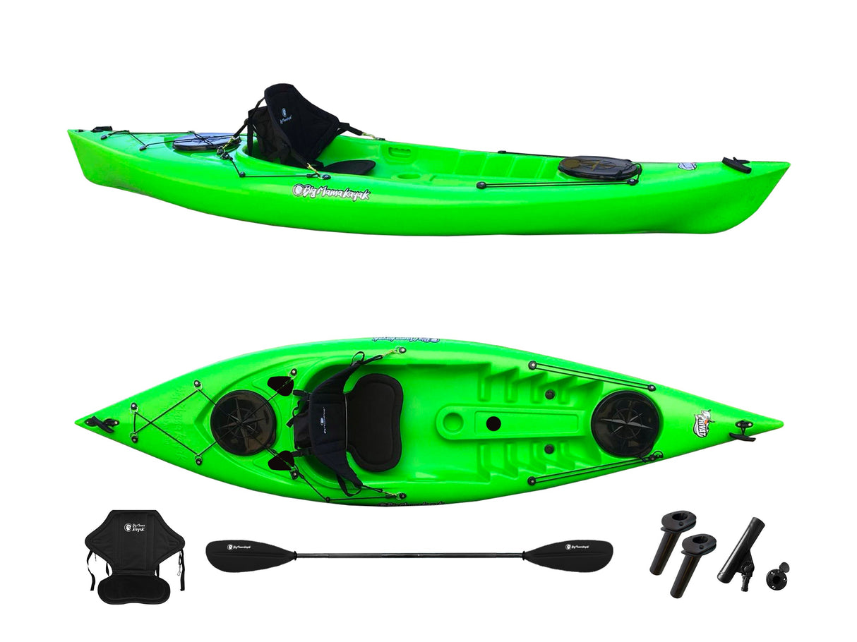 Canoa 1 posto Privat 2.0 Fishing Big Mama Kayak monoposto da pesca 295 cm + 2 gavoni + 3 portacanne + 1 pagaia + 1 seggiolino(FULL PACK) - verde