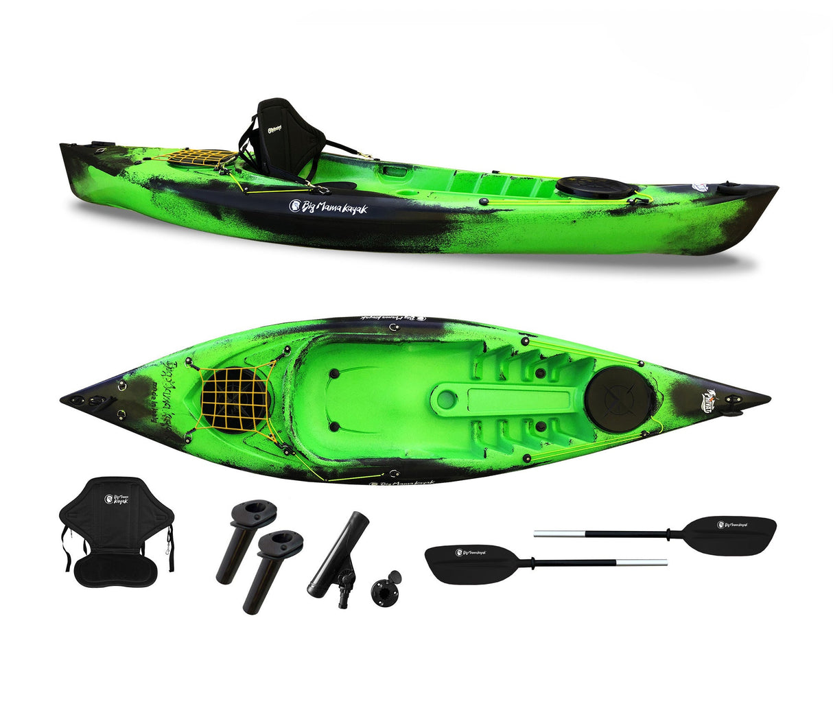 Kayak monoposto Privat 2.0 Fishing Limited edition Big Mama Kayak canoa da pesca 295 cm + 3 portacanne + 2 gavoni + 1 pagaia + seggiolino (FULL PACK) - verde