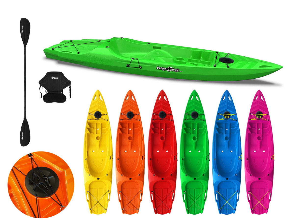 Canoa monoposto skippy 2.0 expedition big mama kayak canoa da 305 kayak con 1 posto adulto + 1 posto bambino + 1 pagaia + seggiolino (full pack)