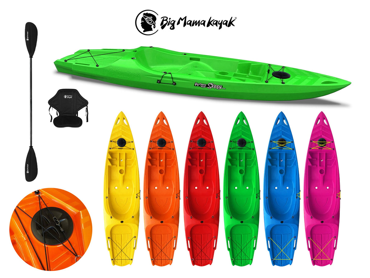 Kayak monoposto skippy 2.0 expedition big mama kayak canoa da 305 kayak con 1 posto adulto + 1 posto bambino + 1 pagaia + seggiolino (full pack)