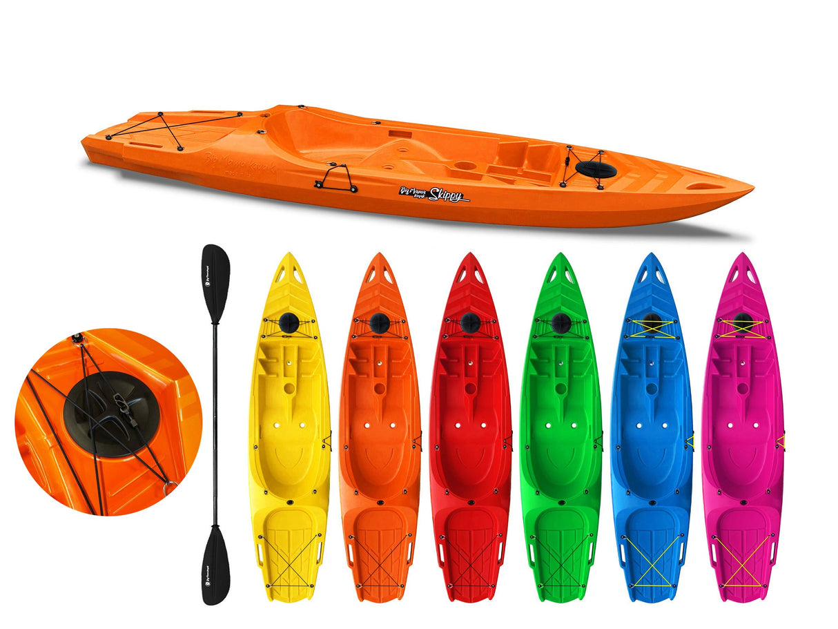 Canoa monoposto skippy 2.0 expedition big mama kayak 305 cm con 1 posto adulto + 1 posto bambino + 1 pagaia (pack 1)