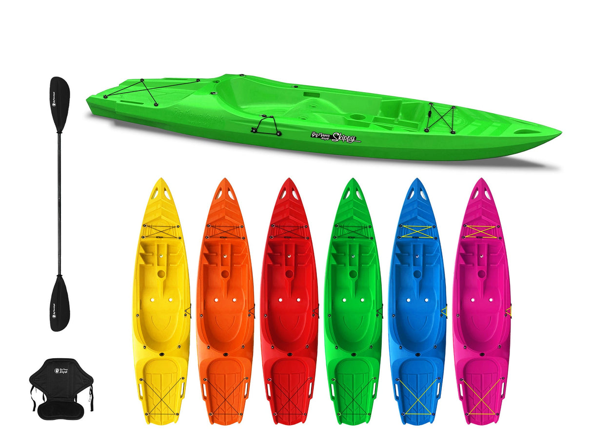 canoa monoposto skippy 2.0 big mama kayak canoa 305 cm con 1 posto adulto + 1 posto bambino + pagaia + seggiolino (full pack)