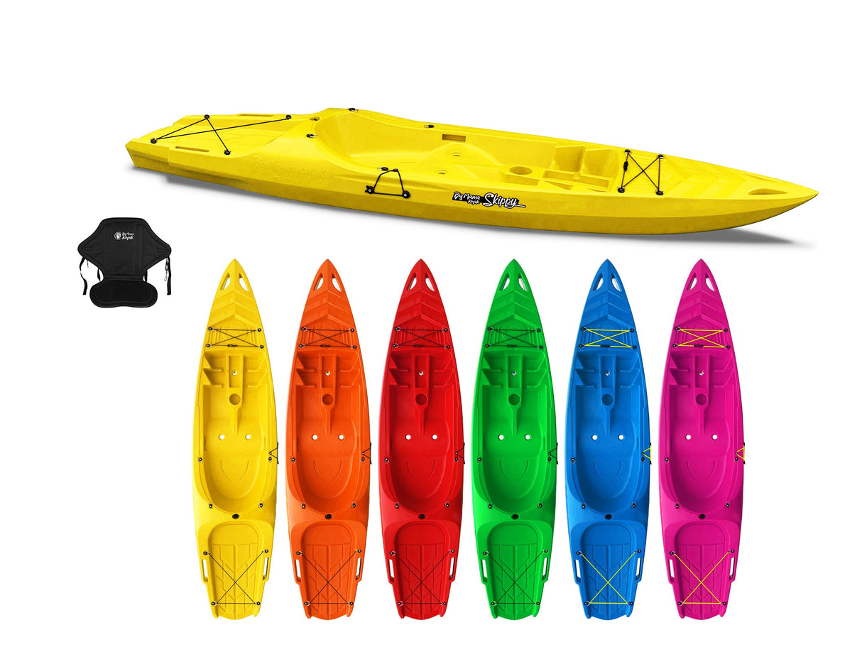 Canoa monoposto skippy 2.0 big mama kayak canoa 305 cm 1 posto adulto + 1 posto bambino + 1 seggiolino (pack 2)