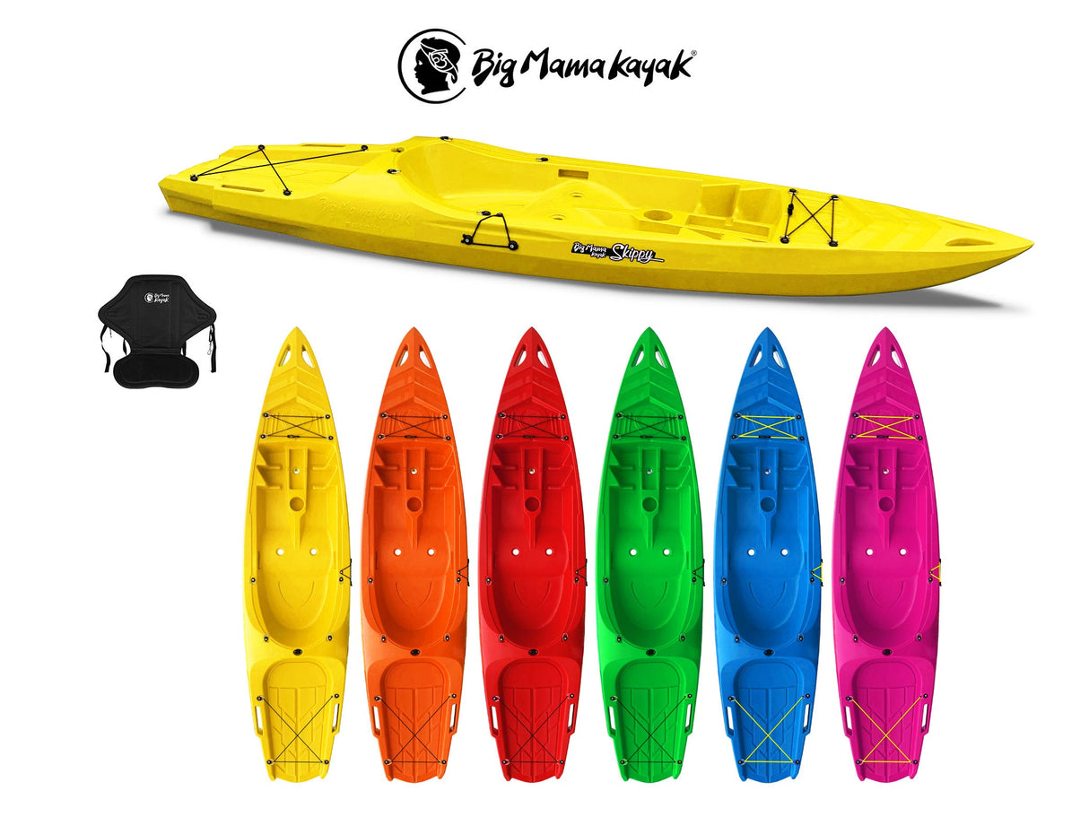 Canoa monoposto skippy 2.0 big mama kayak canoa 305 cm 1 posto adulto + 1 posto bambino + 1 seggiolino (pack 2)