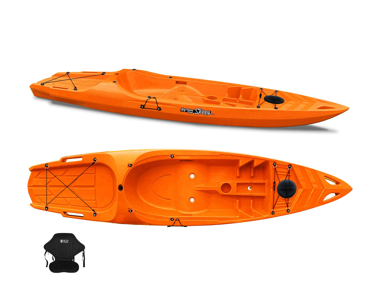 Canoa 1 posto singolo Skippy 2.0 Expedition Big Mama Kayak - Kayak 305 cm con 1 posto adulto + 1 posto bambino + seggiolino (PACK 2) - orange