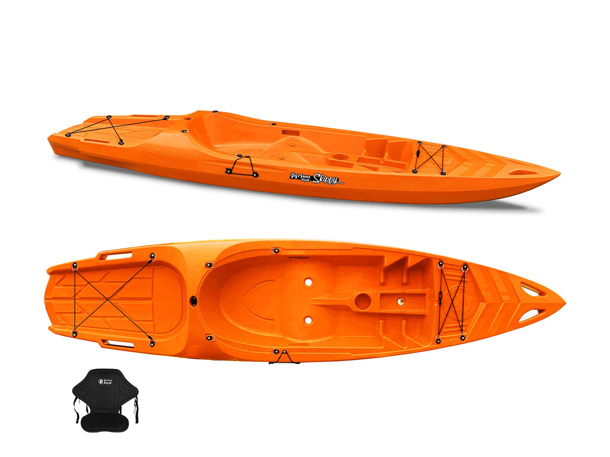 Canoa monoposto Skippy 2.0 Big Mama Kayak - Kayak 305 cm con 1 posto adulto + 1 posto bambino + seggiolino (PACK 2) - orange