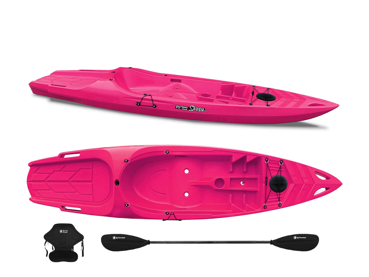 Canoa monoposto Skippy 2.0 Expedition Big Mama Kayal - Kayak 305 cm con 1 posto adulto + 1 bambino + pagaia + seggiolino (FULL PACK) - ROSA
