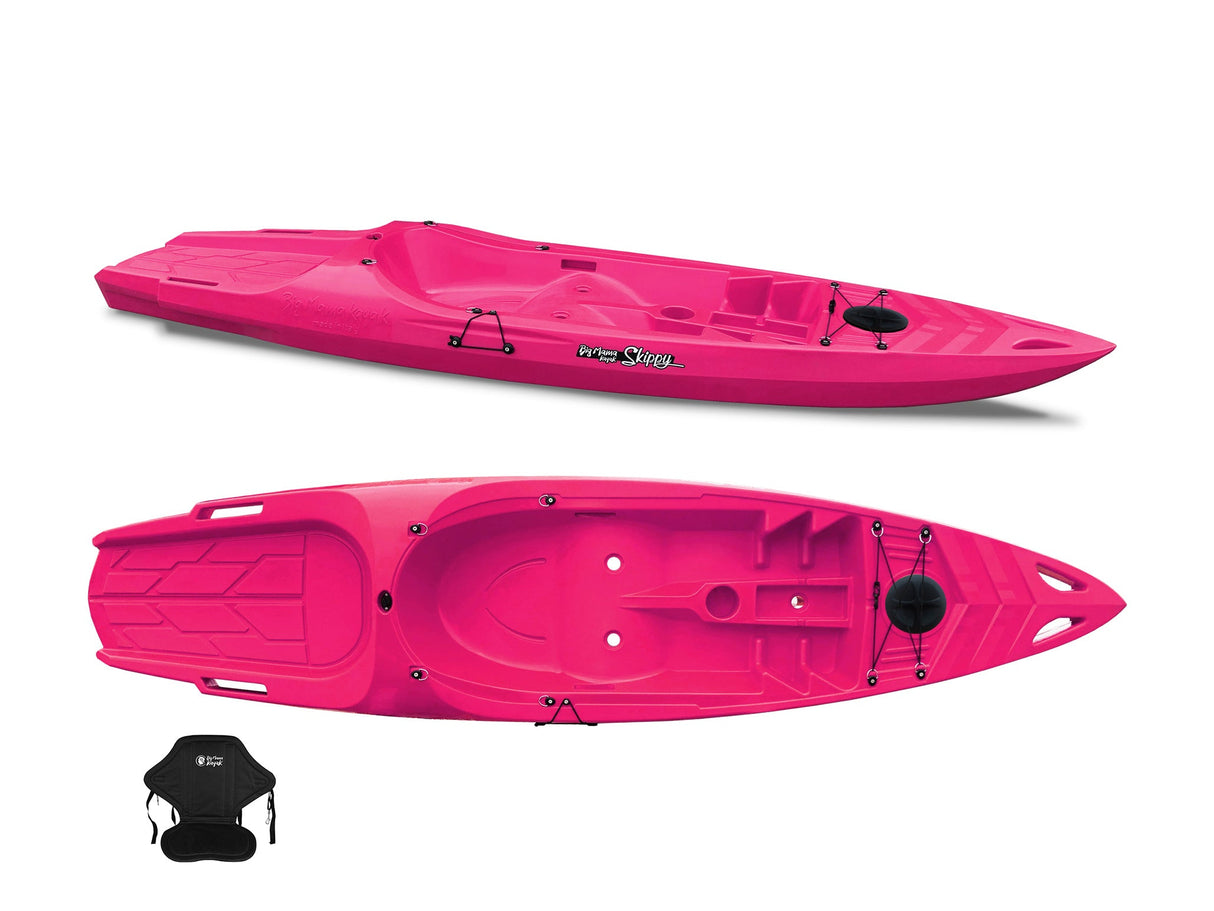 Canoa 1 posto singolo Skippy 2.0 Expedition Big Mama Kayak - Kayak 305 cm con 1 posto adulto + 1 posto bambino + seggiolino (PACK 2) - rosa