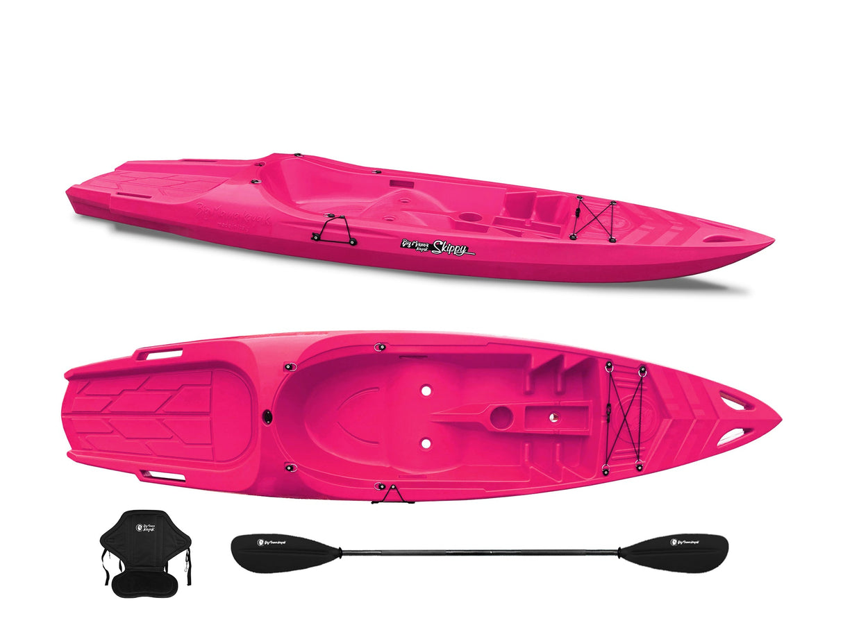 Canoa 1 posto singolo Skippy 2.0 Big mama kayak - Kayak 305 cm con 1 posto adulto + 1 posto bambino + pagaia + seggiolino (FULL PACK) - ROSA