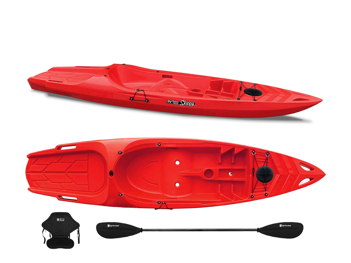 Canoa monoposto Skippy 2.0 Expedition Big Mama Kayal - Kayak 305 cm con 1 posto adulto + 1 bambino + pagaia + seggiolino (FULL PACK) - ROSSO