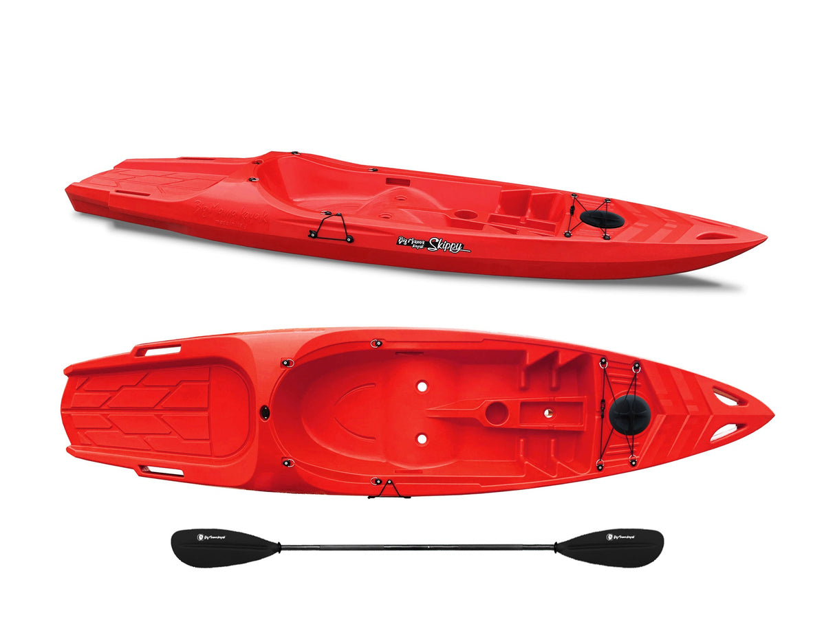 Kayak 1 posto Skippy 2.0 Expedition Big mama Kayak - Canoa 305 cm con 1 posto adulto + 1 posto bambino + pagaia (PACK 1) - ROSSO