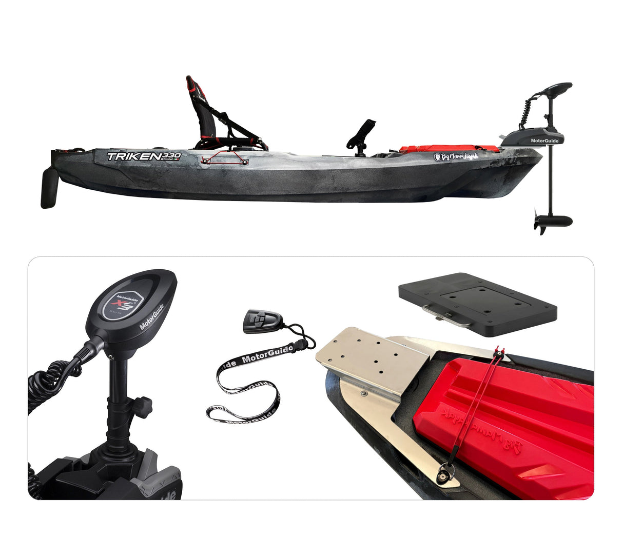 Big Mama Kayak a pedali  Triken 330 con pulpito inox + Motore MotorGuide Xi3 Wireless Freshwater 55lb, GPS 12V + gruppo pedali