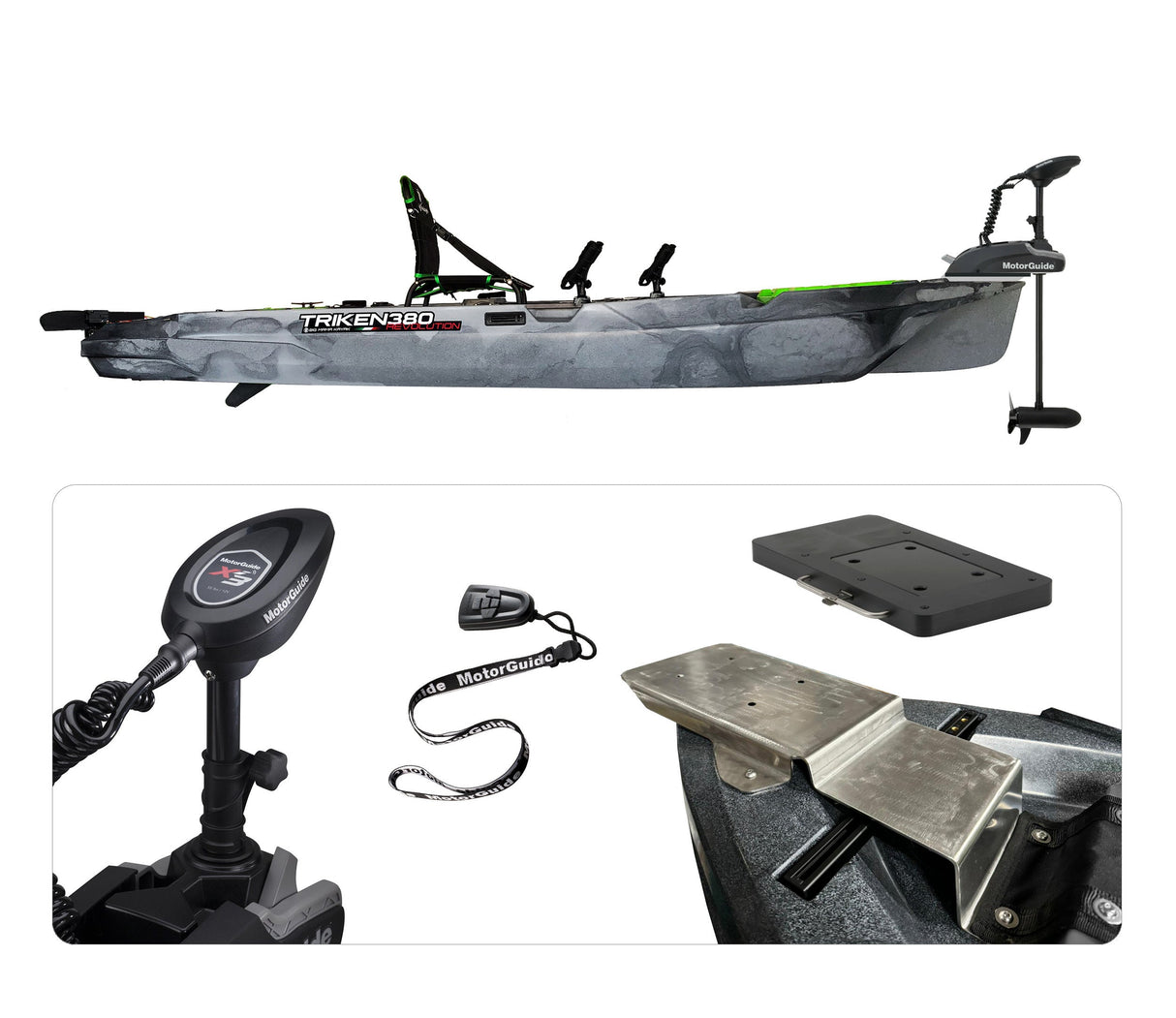 Big Mama Kayak a pedali Triken 380 + Motore MotorGuide Xi3 Wireless Freshwater 55lb, GPS 12V + gruppo pedali