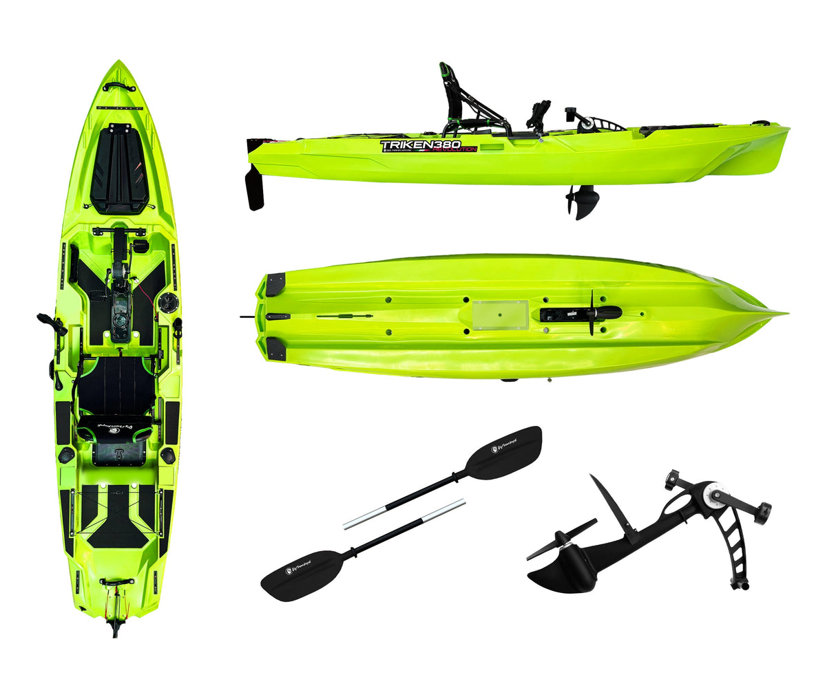 BIG MAMA KAYAK A PEDALI TRIKEN 380 Revolution + motore elettrico HASWING GENIUS 55 LG + SUPPORTO CENTRALE + PEDALIERA