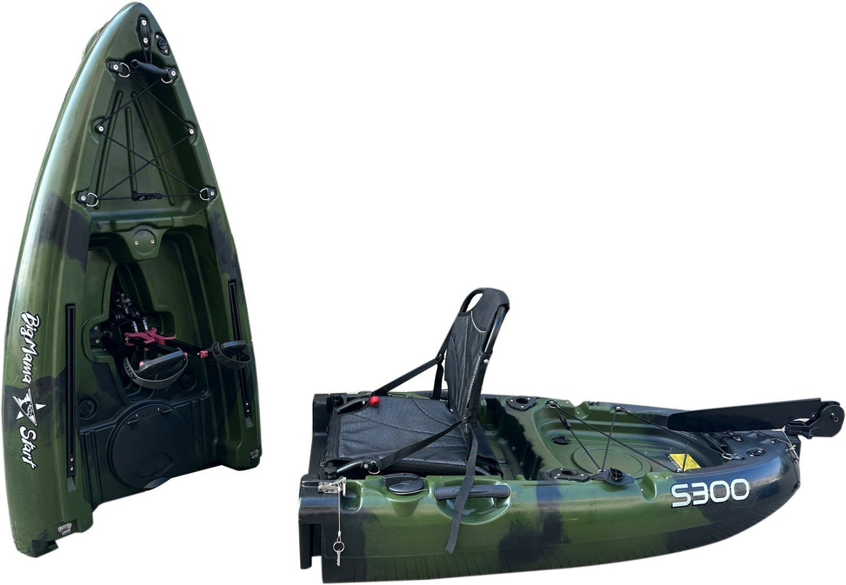 Kayak divisibile a pedali con pinne Big Mama START S300 + GARMIN VIVID 5 cv + kit montaggio schermo ecoscandaglio + kit staffa trasduttore