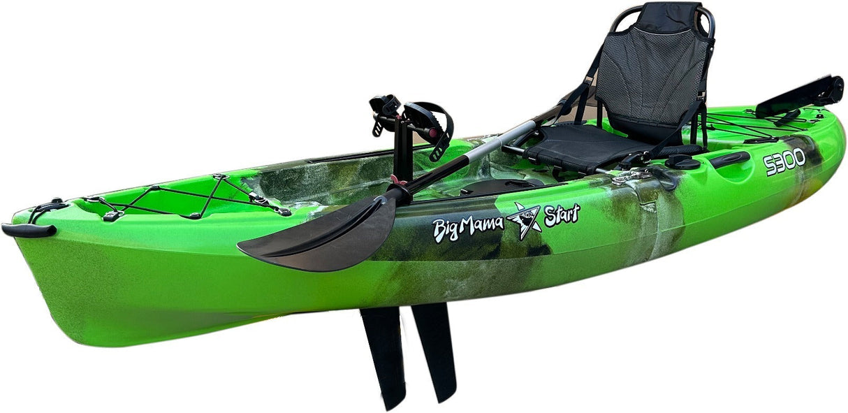 Kayak divisibile a pedali con pinne Big Mama START S300 fishing + 2 portacanne orientabili