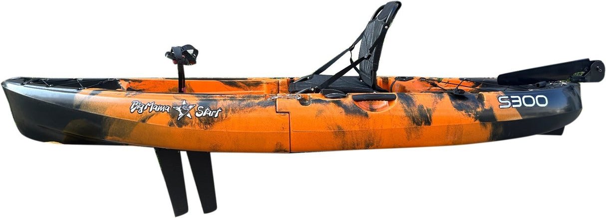 Kayak divisibile a pedali con pinne Big Mama START S300 fishing + 2 portacanne orientabili