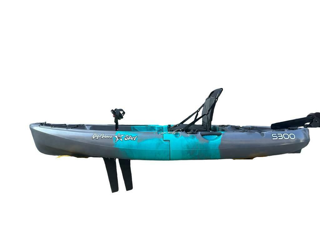Kayak divisibile a pedali con pinne Big Mama START S300 fishing + 2 portacanne orientabili