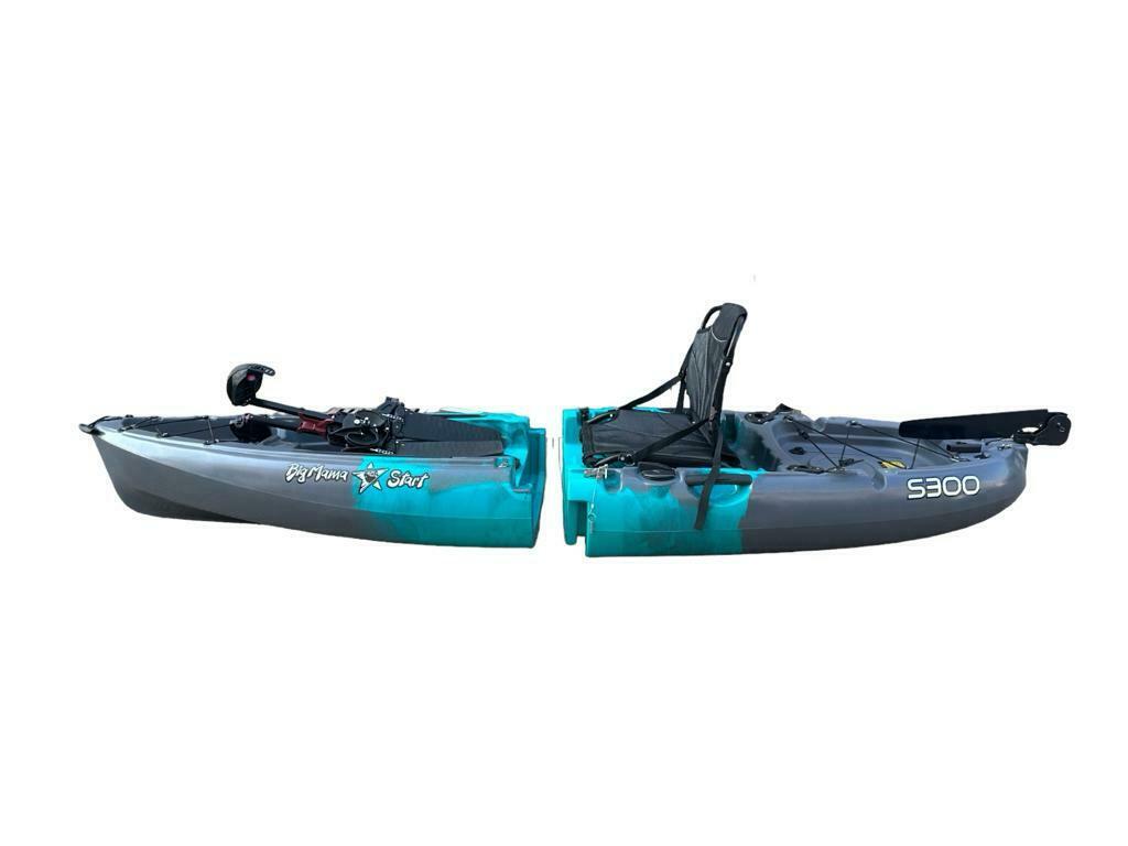 Kayak divisibile a pedali con pinne Big Mama START S300 fishing + 2 portacanne orientabili