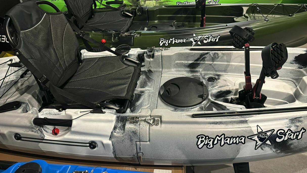 Kayak a pedali divisibile in 2 con pinne Big Mama Start s300 colore bianco nero