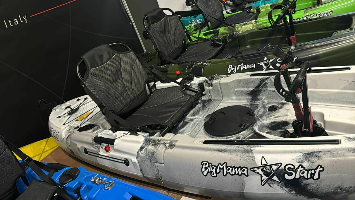 Kayak a pedali divisibile in 2 con pinne Big Mama Start s300 colore bianco nero