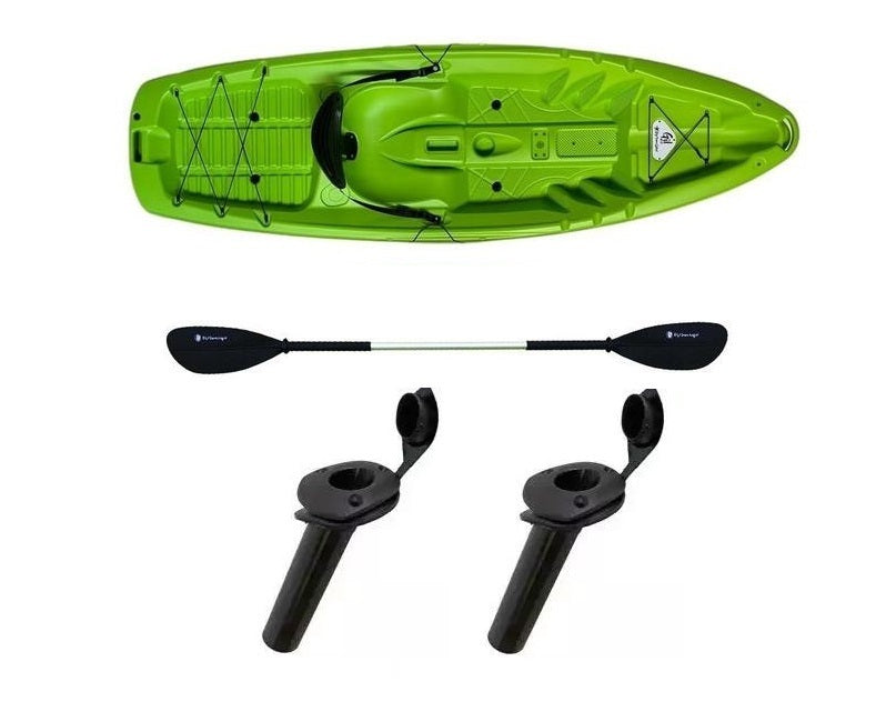 kayak fishing canoa GIL 2.0 Big Mama Kayak canoa monoposto da 254 cm + 2 p.canne interni + seggiolino + pagaia - Verde