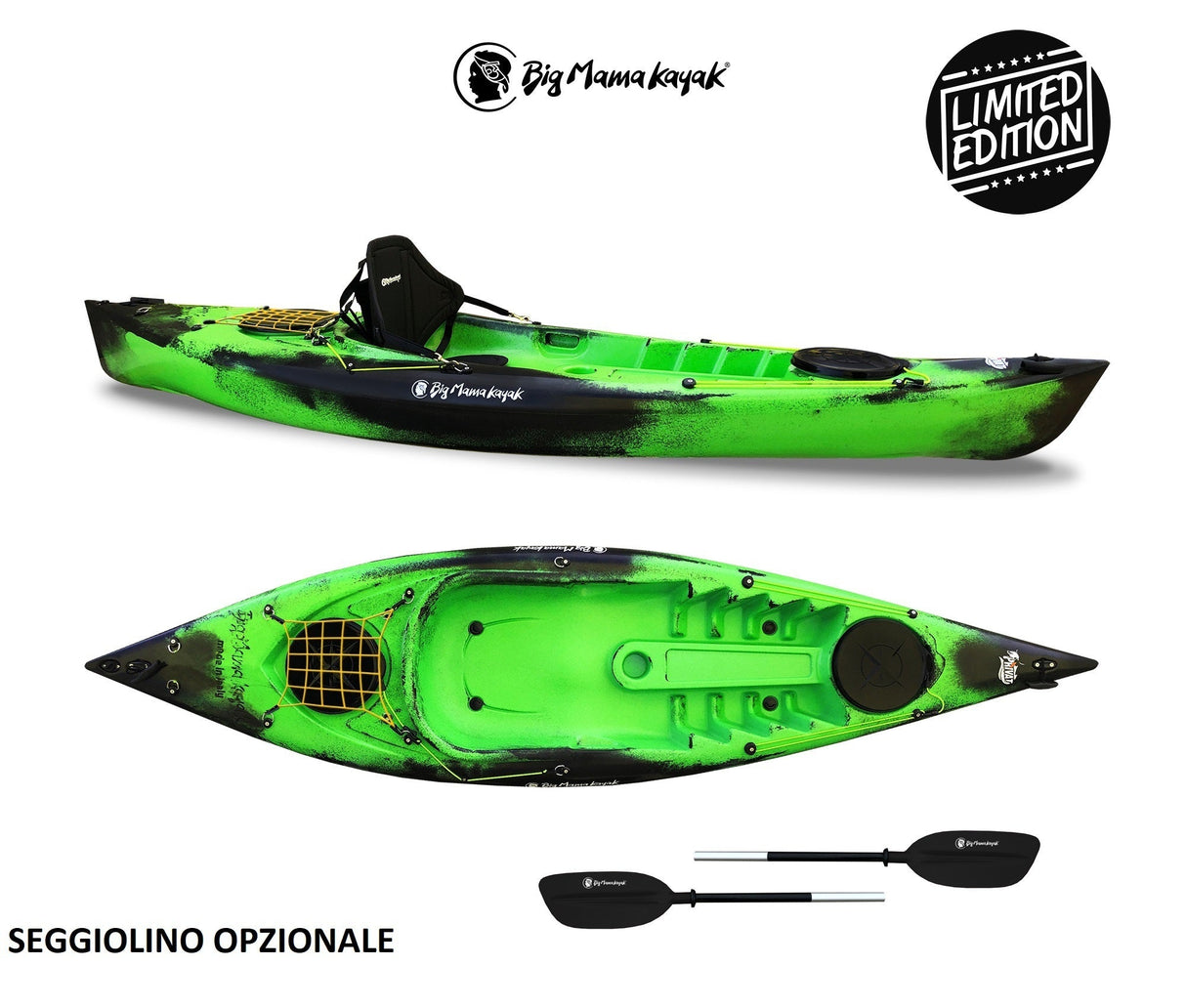 Kayak monoposto privat 2.0 limited edition big mama kayak - canoa da 295 cm + 2 gavoni + 1 pagaia in omaggio (pack 1)