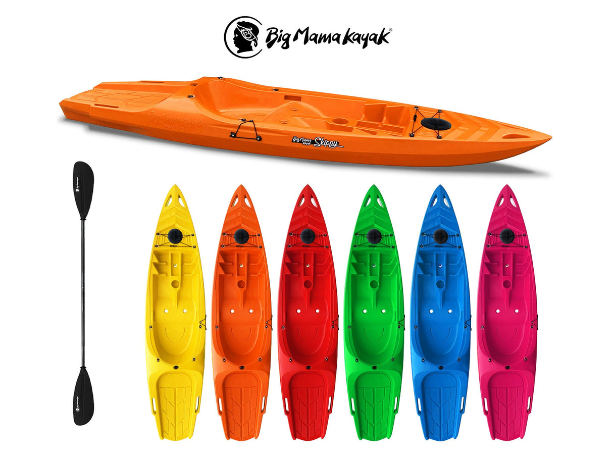 Canoa monoposto skippy 2.0 expedition big mama kayak 305 cm con 1 posto adulto + 1 posto bambino + 1 pagaia (pack 1)