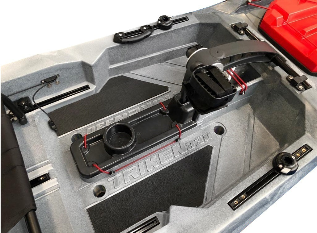 Big mama kayak a pedali triken 330 - canoa monoposto fishing con 4 portacanne, 2 gavoni, timone, sistema di pedali, sedile rialzato, 11 barre di scorrimento ver. scafo verde