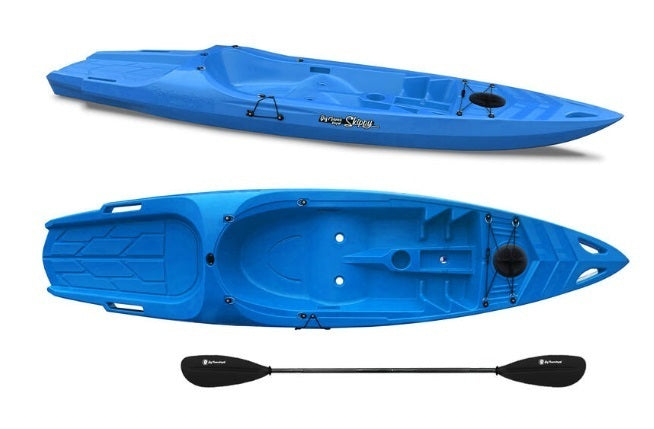 Canoa monoposto Skippy 2.0 Expedition Big Mama Kayal - Kayak 305 cm con 1 posto adulto + 1 bambino + pagaia (pack 1) AZZURRO