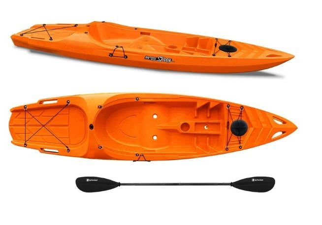 Canoa monoposto Skippy 2.0 Expedition Big Mama Kayal - Kayak 305 cm con 1 posto adulto + 1 bambino + pagaia (pack 1) ARANCIONE