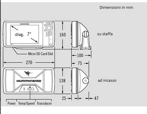 Ecoscandaglio Humminbird Helix HELIX 7 CHIRP MSI GPS G4 cod.JH-H7-620